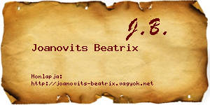Joanovits Beatrix névjegykártya